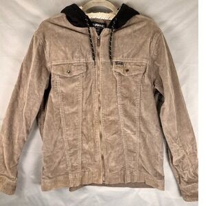 Hawk Mens Corduroy Sherpa Lined Hooded Jacket Gray Size Large